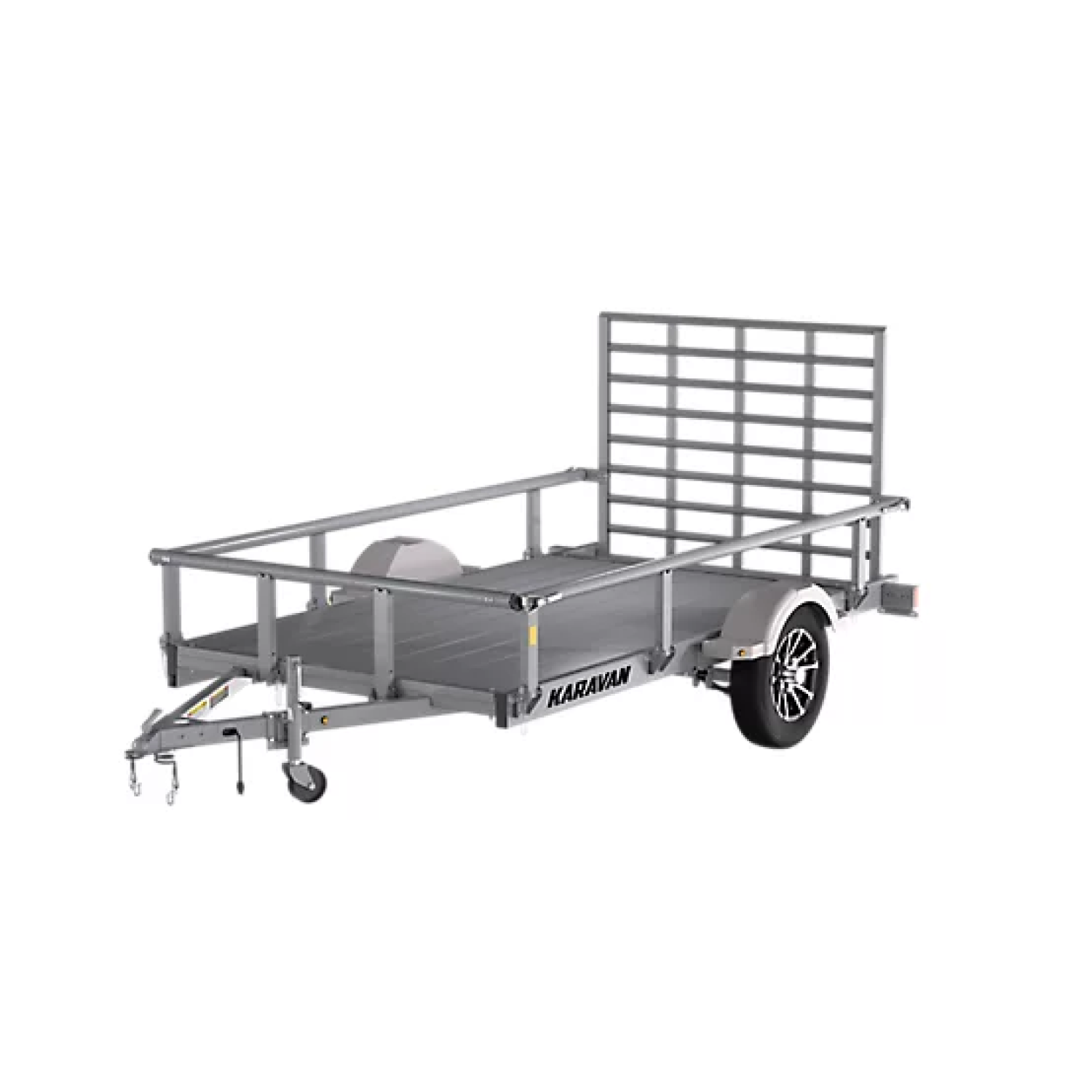 Karavan 5.5 ft. x 10 ft. Aluminum Utility Trailer with A-Frame Tongue and Removable Ramp, 2,440 lb. Capacity Karavan 5.5 ft. x 10 ft. Aluminum Utility Trailer with A-Frame Tongue and Removable Ramp, 2,440 lb. Capacity